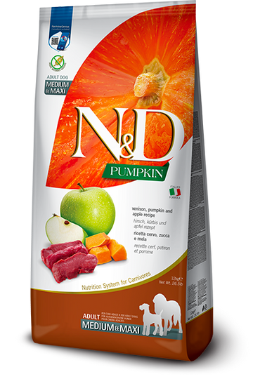 FARMINA N&D PUMPKIN - DOG Dry Venison&Apple ADULT MEDIUM MAXI 12 kg
