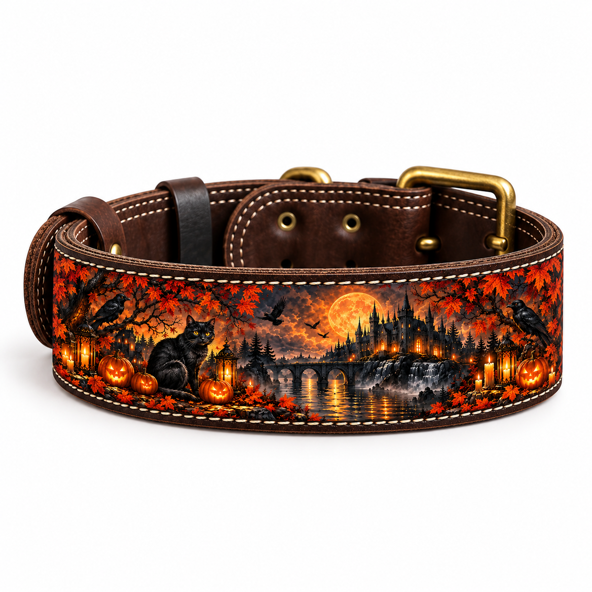 BLACK CAT – Natural Leather Dog Collar | Halloween Limited Edition