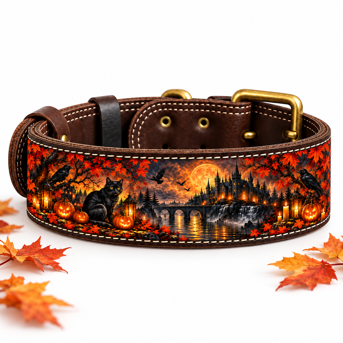 BLACK CAT – Natural Leather Dog Collar | Halloween Limited Edition