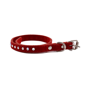 Red Velvet Collar with Gemstones for dog