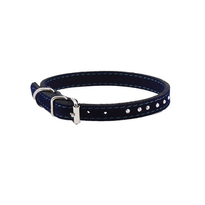 Navy blue Velvet Collar with Gemstones for dog