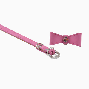 Rose Suede Collar with a bow tie