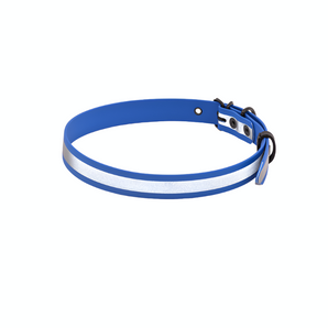 Stylish Blue Collar with Reflective Stripe for Dogs