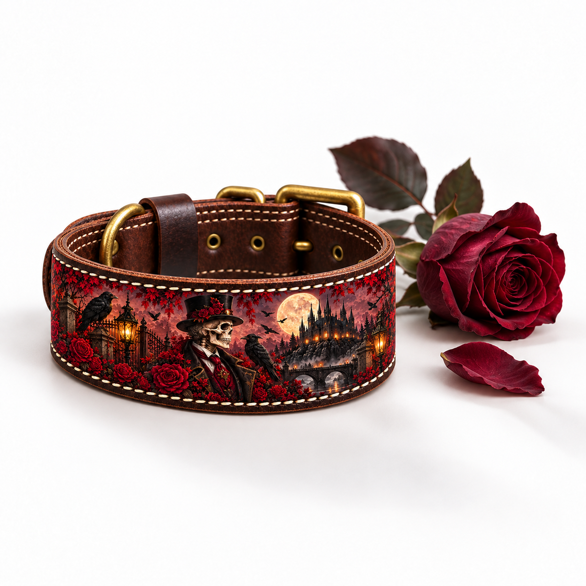 THE GENTLEMAN – Natural Leather Dog Collar | Halloween Limited Edition