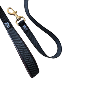 Padded leash with a soft brown handle