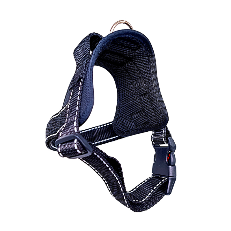 Black dog harness on a white background