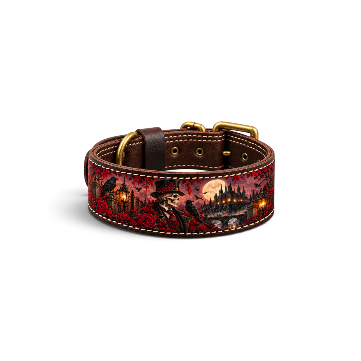 THE GENTLEMAN – Natural Leather Dog Collar | Halloween Limited Edition