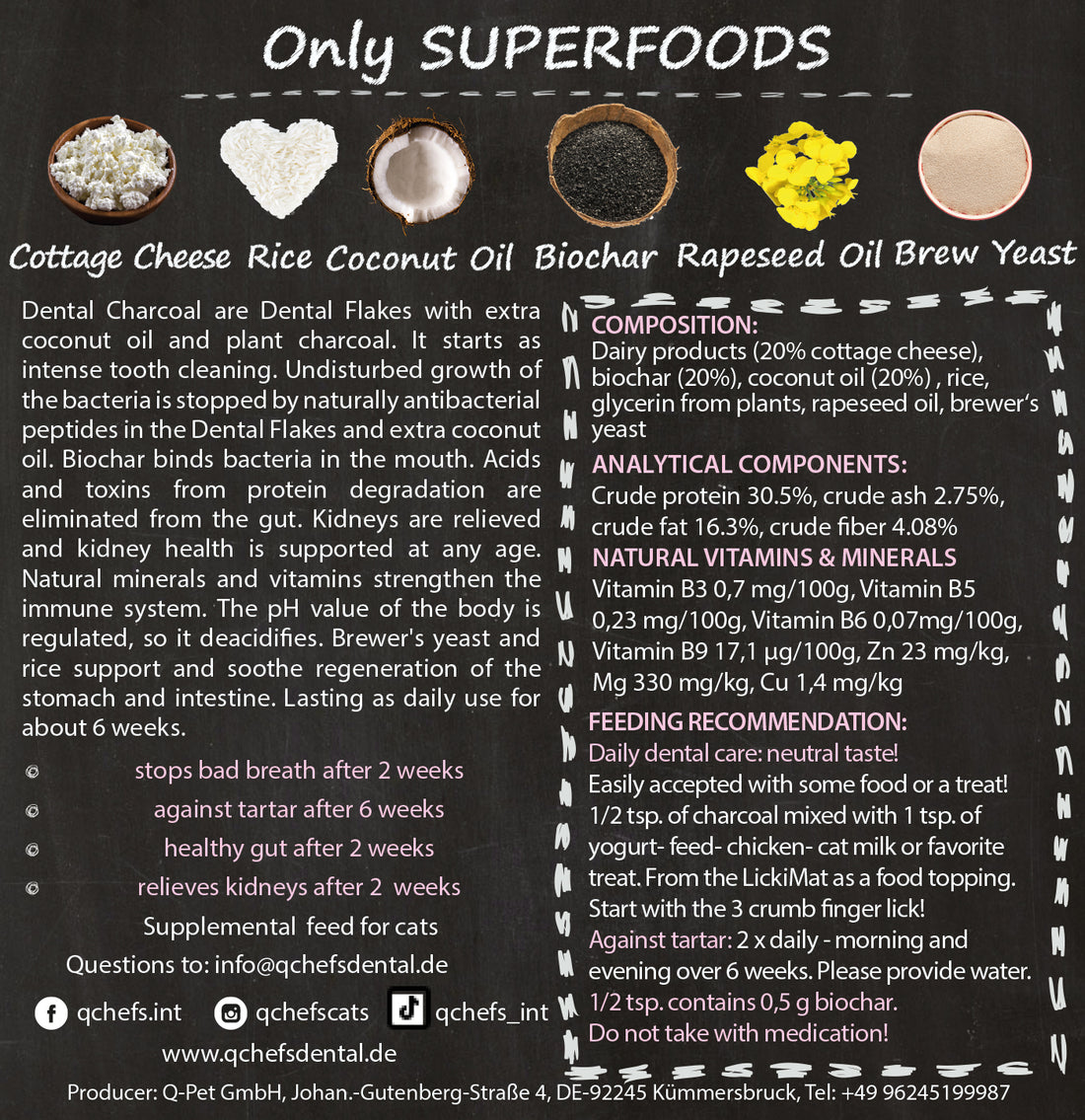 QCHEFS Dental Charcoal for Cats