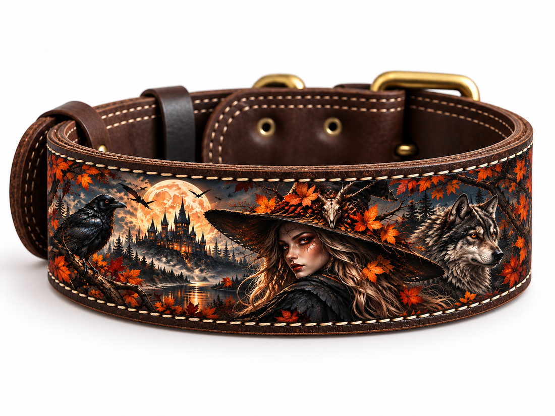 THE WITCH natural leather dog collar by Flexypet – product image 1